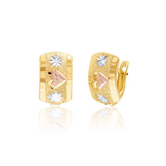 18K Pure Gold Curved Clip Earring Set