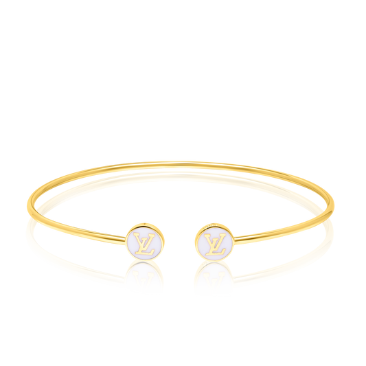 18K Pure Gold Elegant White L.V Bangle