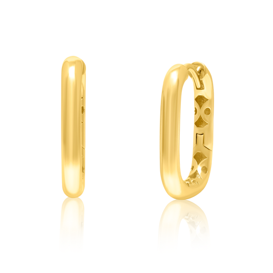 18K Pure Gold Curved Square Earring Set