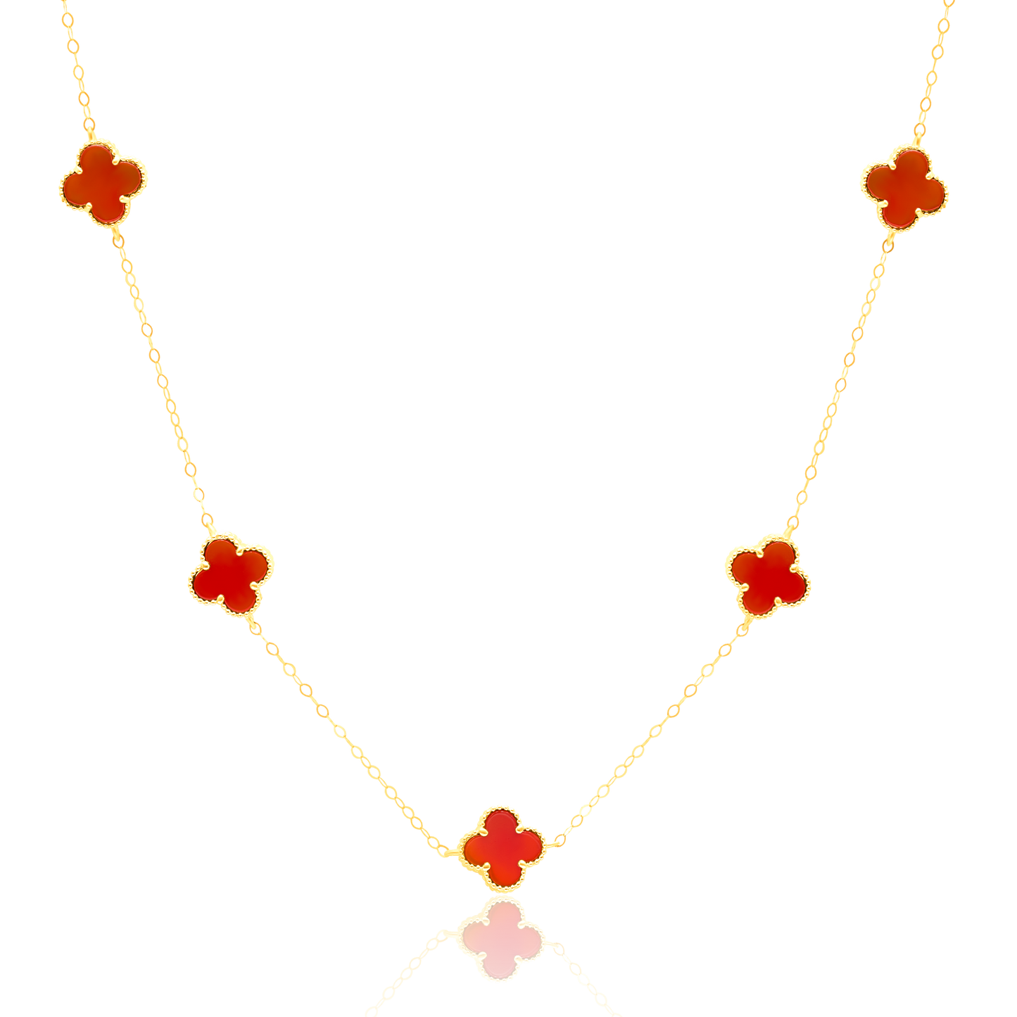 18K Pure Gold V.C Red Necklace