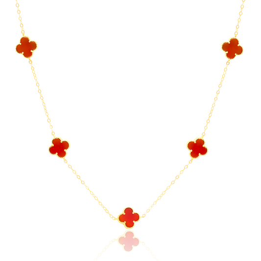 18K Pure Gold V.C Red Necklace