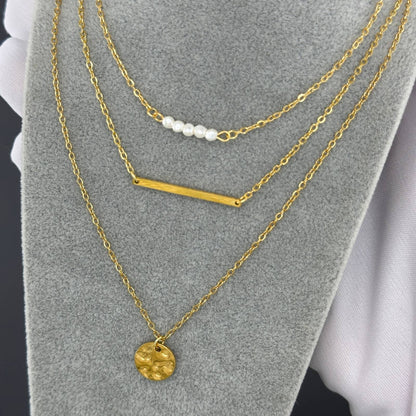Necklace, 18K Gold Plated Steel