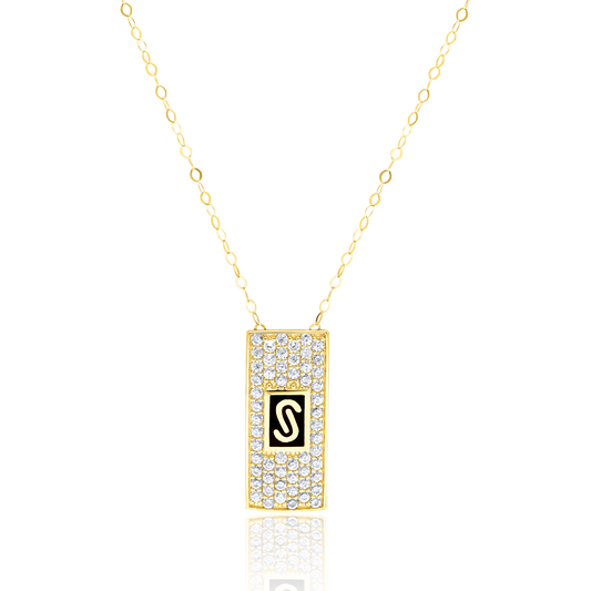 18K Pure Gold Elegant Long Square Stone Necklace