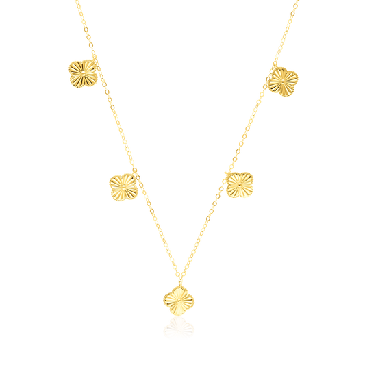 18K Pure Gold Hanging Flower Necklace