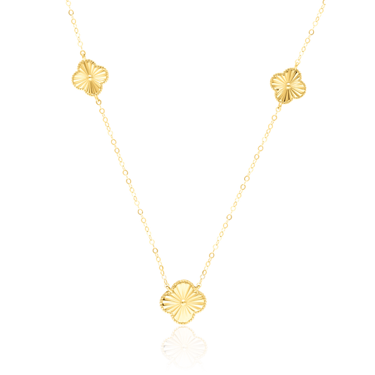 18K Pure Gold Flower Necklace