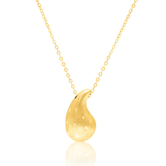 18K Pure Gold Curved Drop Necklace