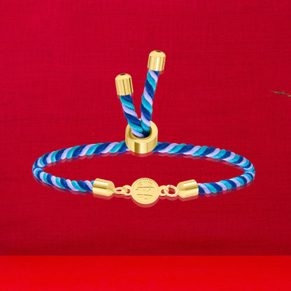 18K Pure Gold Multi Color Thread Coin Bracelet