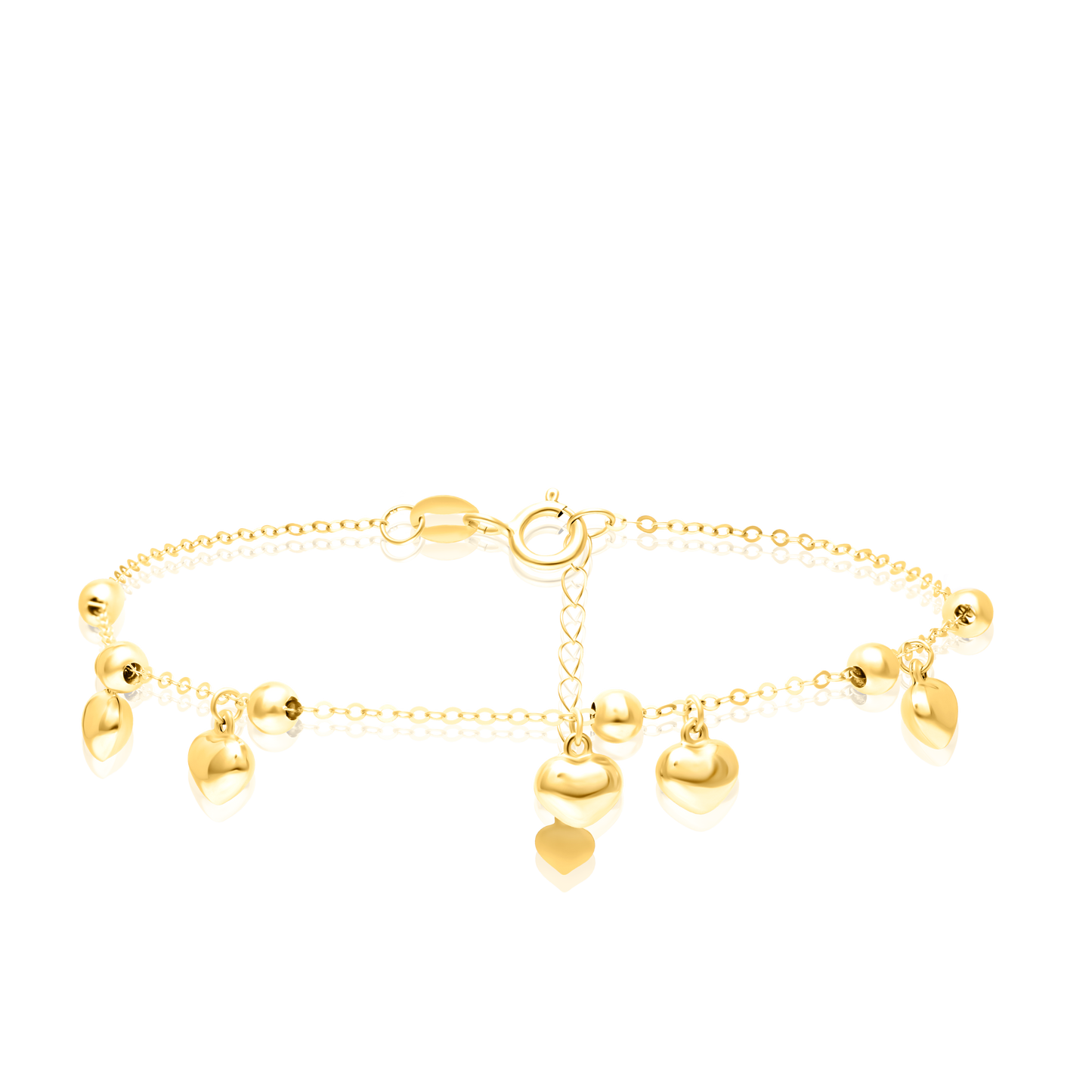 18K Pure Gold Hanging Heart Bracelet