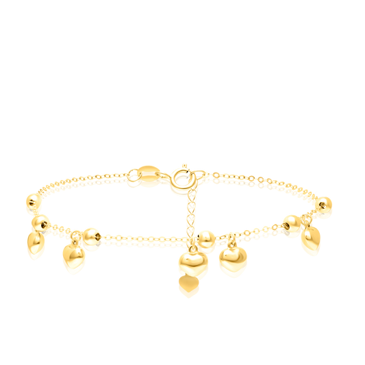 18K Pure Gold Hanging Heart Bracelet
