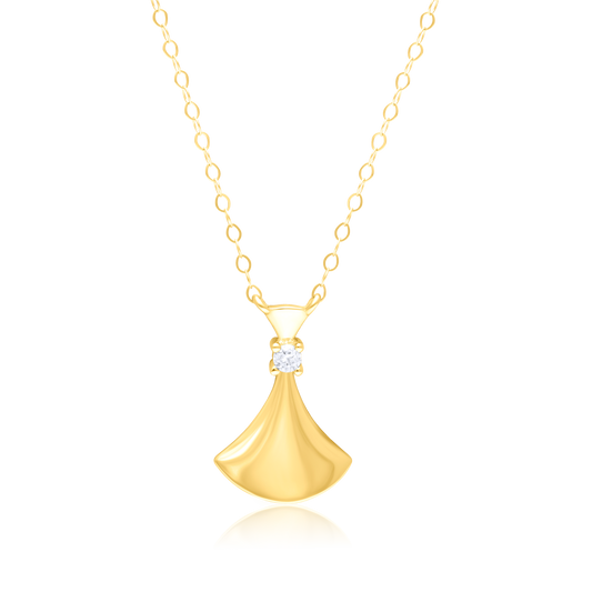 18K Pure Gold Oval Axe Stone Necklace