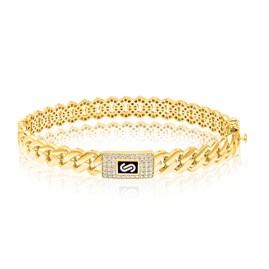 18K Pure Gold Elegant Thick Linked Bangle