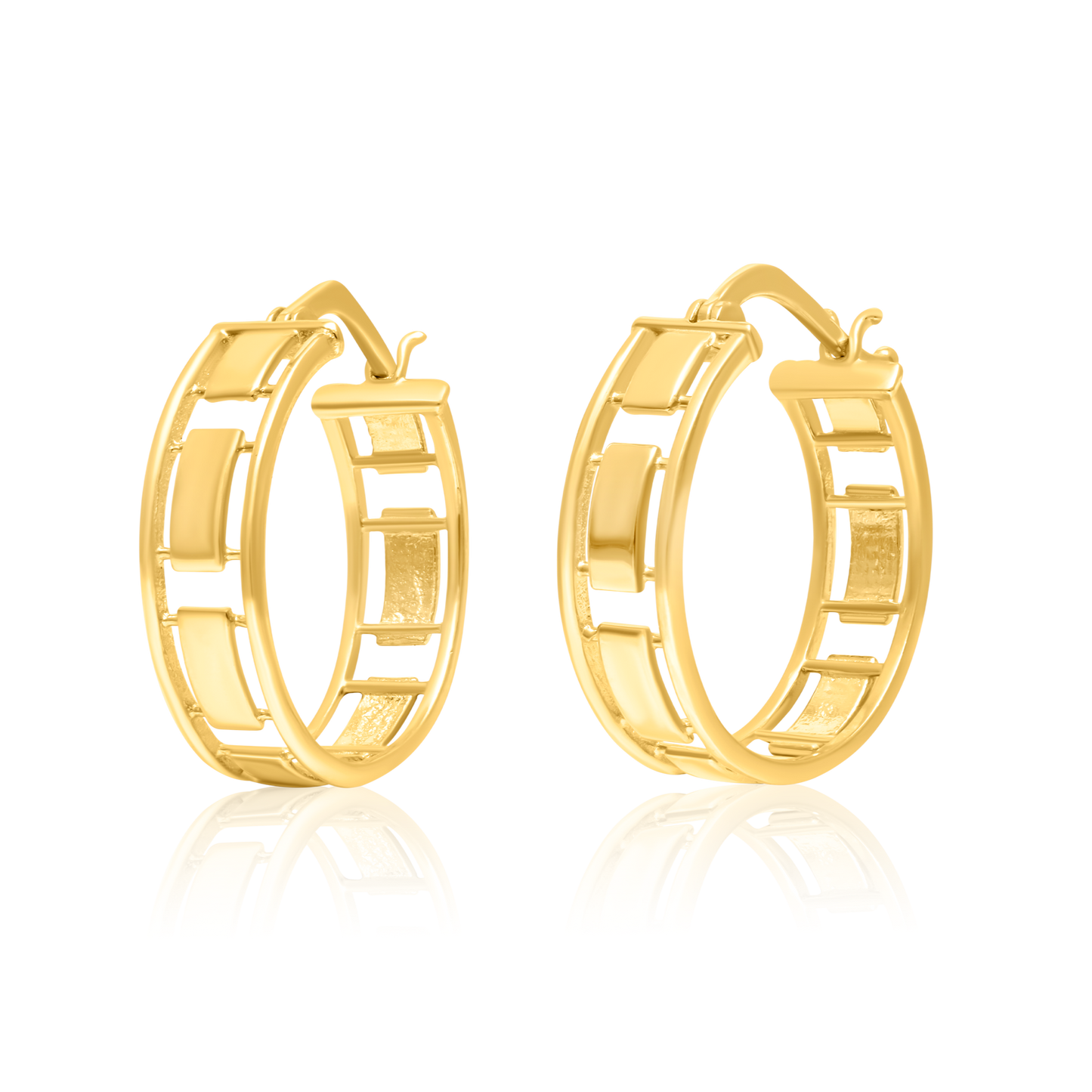 18K Pure Gold Round Earring Set