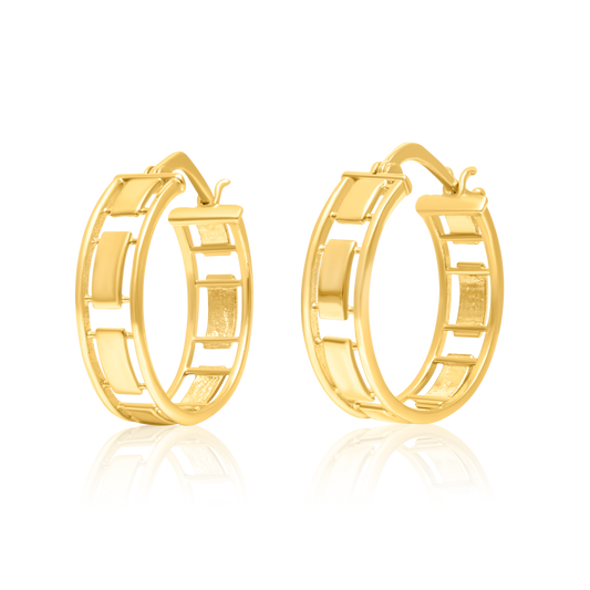 18K Pure Gold Round Earring Set