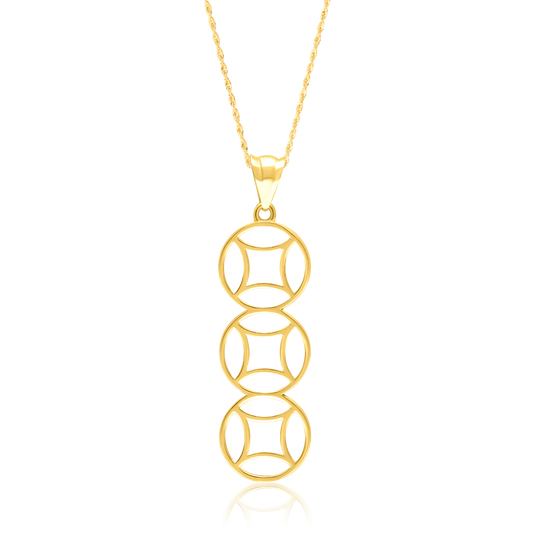 18K Pure Gold Hanging Round Necklace