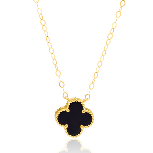 18K Pure Gold V.C Black Necklace