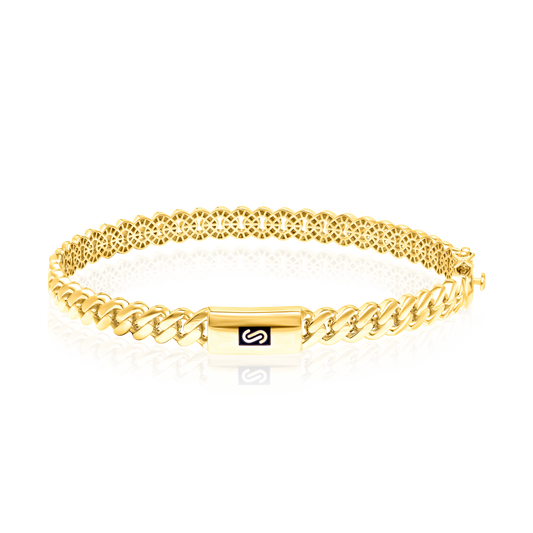 18K Pure Gold Elegant Thick Linked Bangle