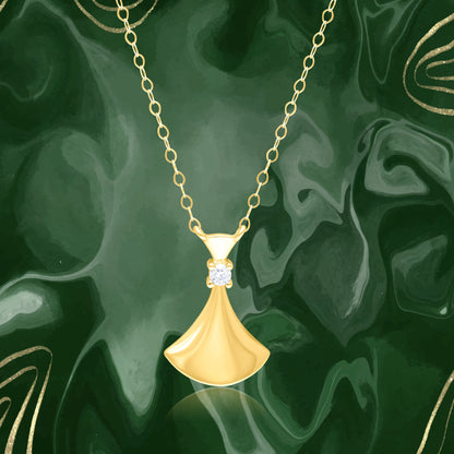 18K Pure Gold Oval Axe Stone Necklace
