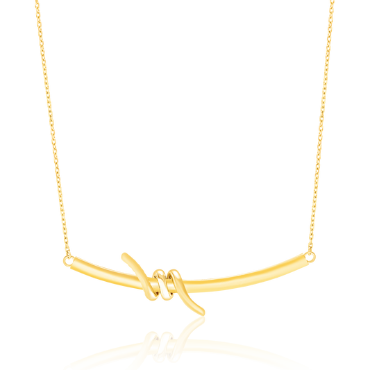 18K Pure Gold Twisted Knot Necklace
