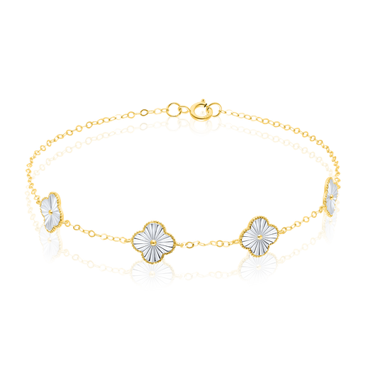 18K Pure Gold V.C White Flower Bracelet