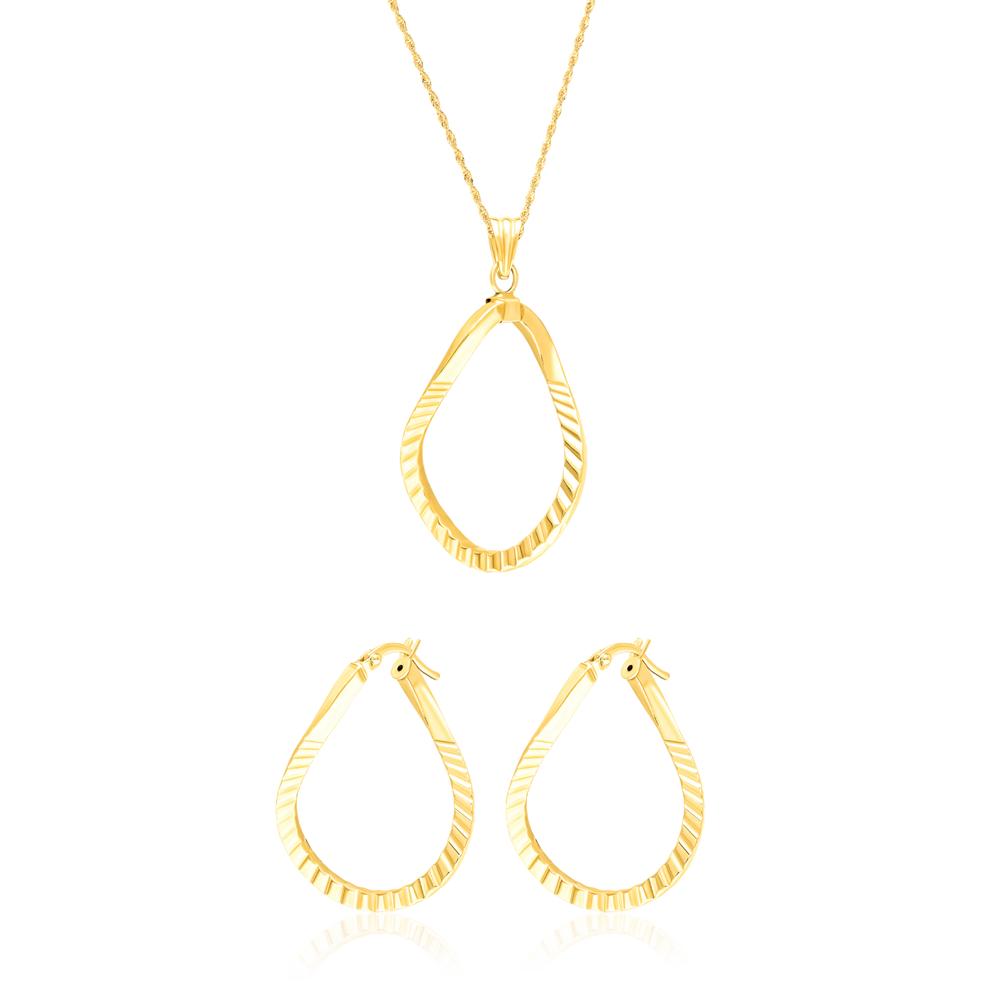 18K Pure Gold Oval Jewelry Set