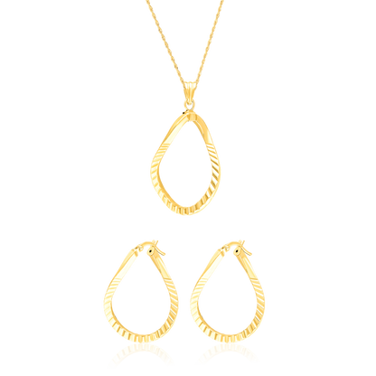 18K Pure Gold Oval Jewelry Set