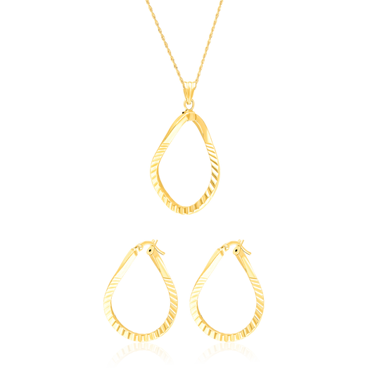 18K Pure Gold Oval Jewelry Set