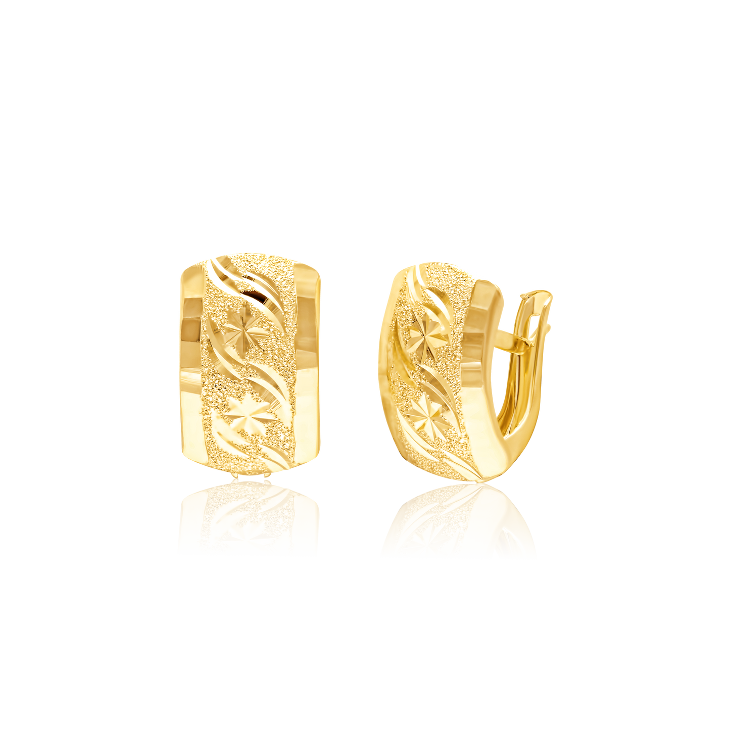 18K Pure Gold Curved Clip Jewelry Set