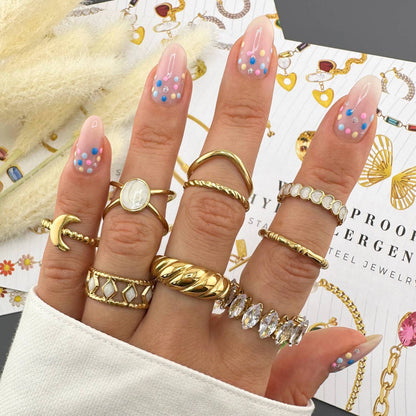 Hearts Ring, 18K Gold Plated Steel