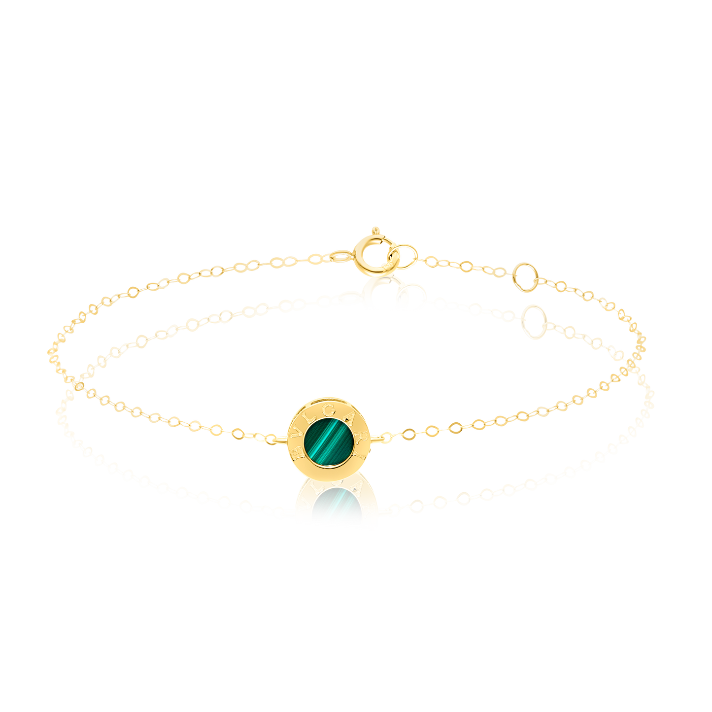 18K Pure Gold Round Green Bracelet