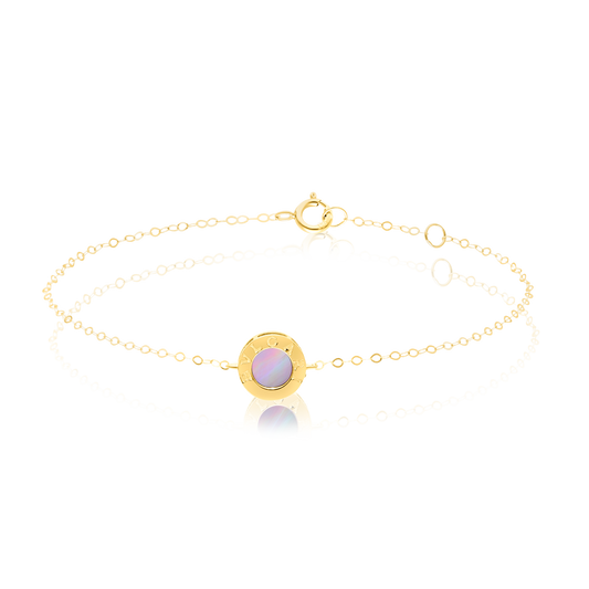 18K Pure Gold Round Pink Bracelet
