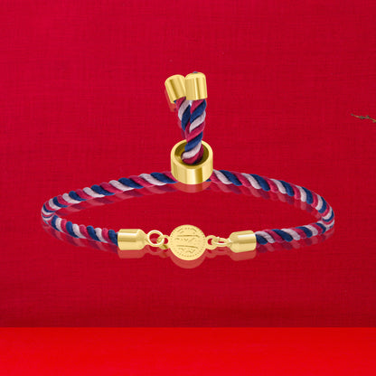 18K Pure Gold Multi Color Thread Coin Bracelet