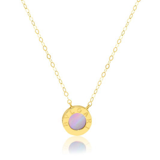 18K Pure Gold Round Pink Necklace
