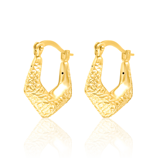 18K Pure Gold Arrow Shape Earring Set