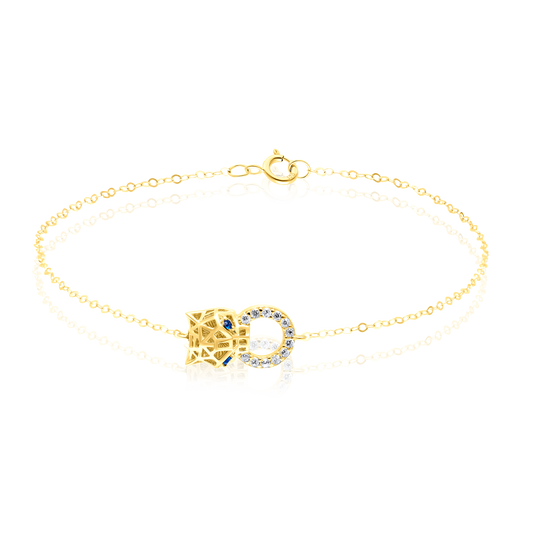 18K Pure Gold Green Panther Stone Bracelet