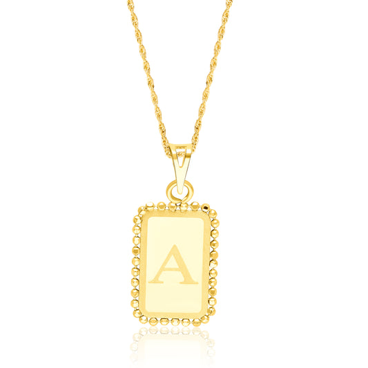 18K Pure Gold Letter A Seed Necklace