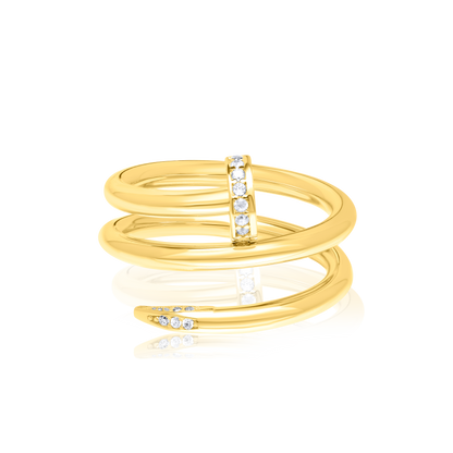 18K Pure Gold Twisted Nail Ring