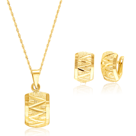 18K Pure Gold Curved Clip Jewelry Set
