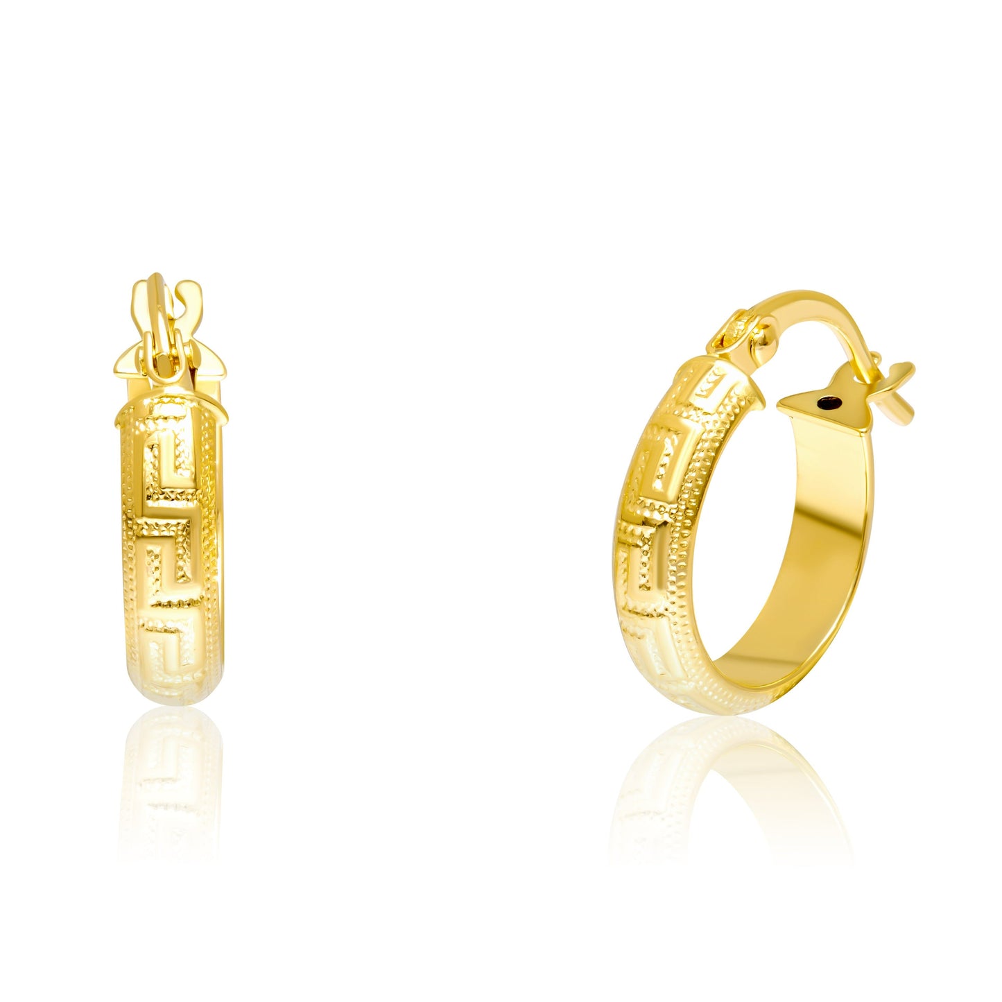 18K Pure Gold Round Hoop Earring Set