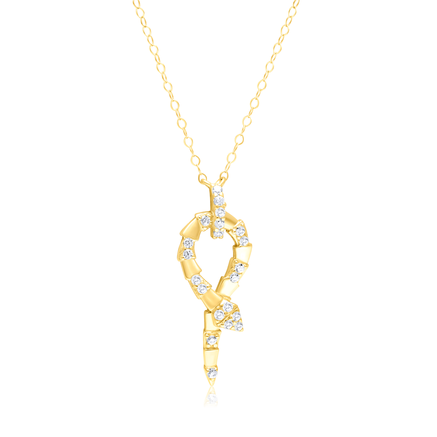 18K Pure Gold Snake Stone Necklace