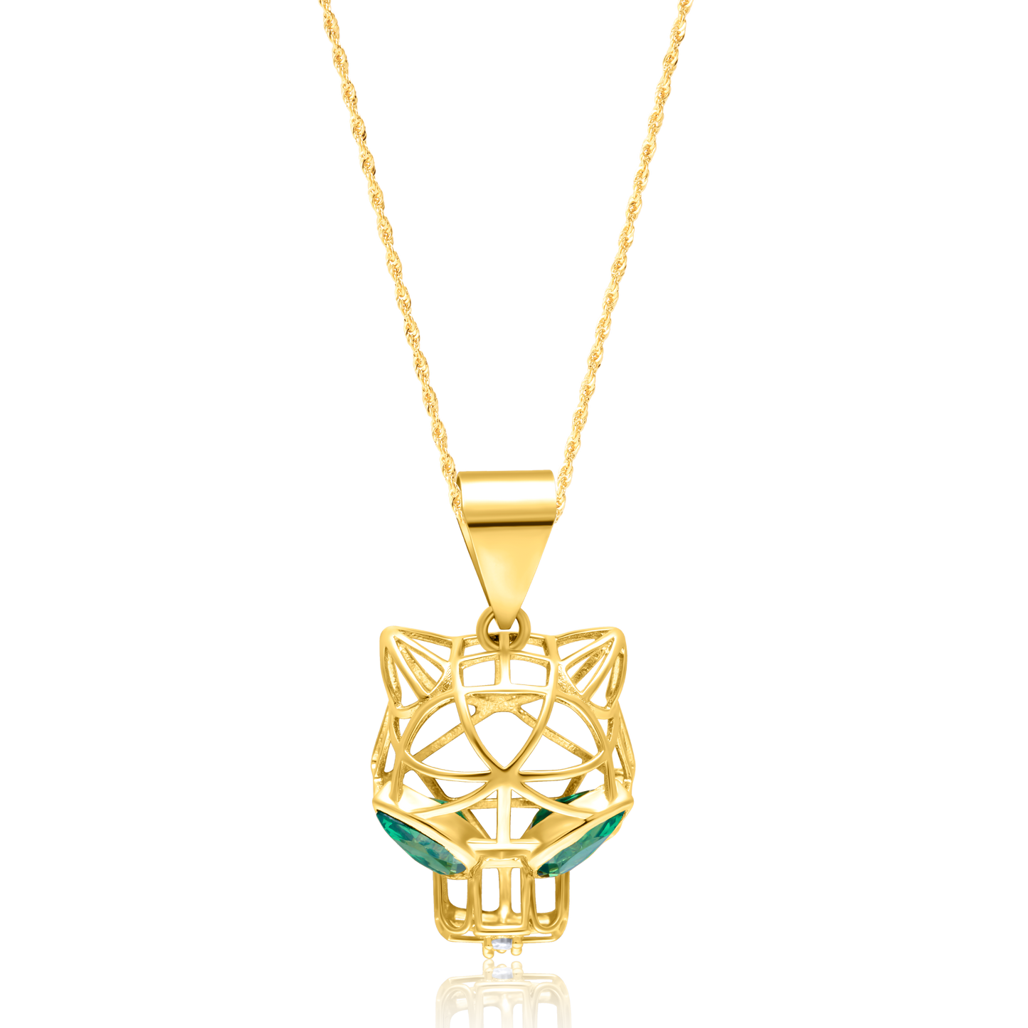 18K Pure Gold Green Panther Necklace