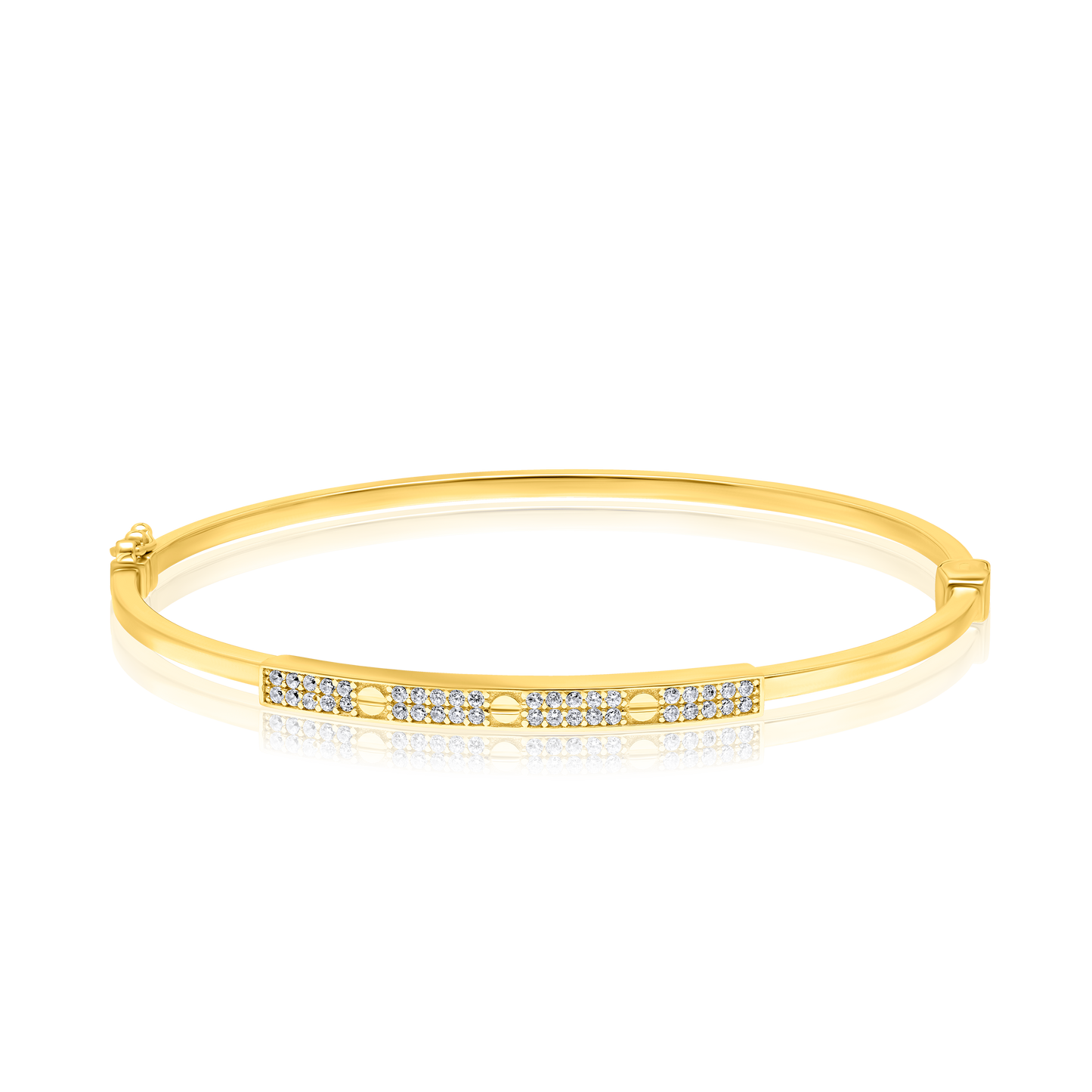 18K Pure Gold Elegant Stone Bangle