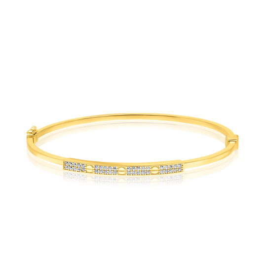 18K Pure Gold Elegant Stone Bangle