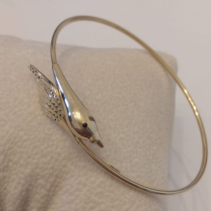 18K Pure Gold Bird Design Bangle