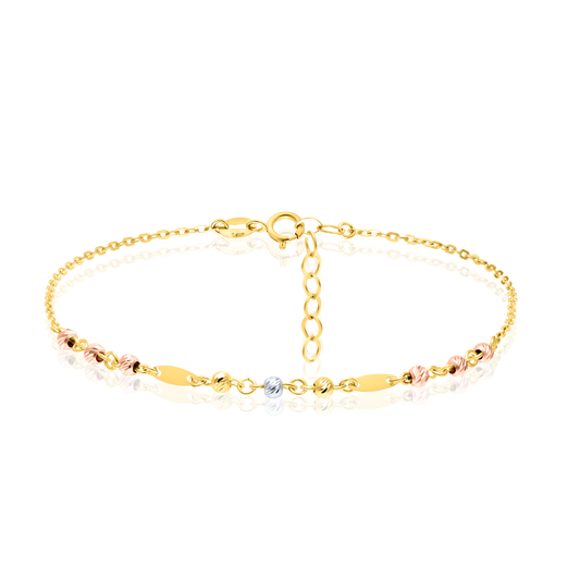 18K Pure Gold 3 Color Seed Bracelet