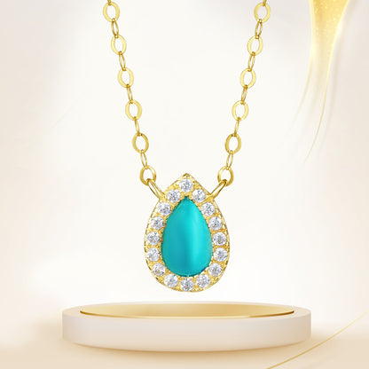 18K Pure Gold Skye Blue Stone Necklace