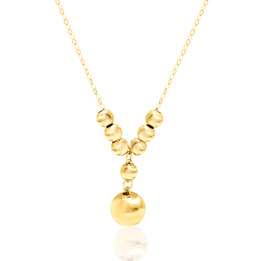18K Pure Gold Hanging Ball Seed Necklace
