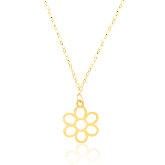 18K Pure Gold Flower Necklace