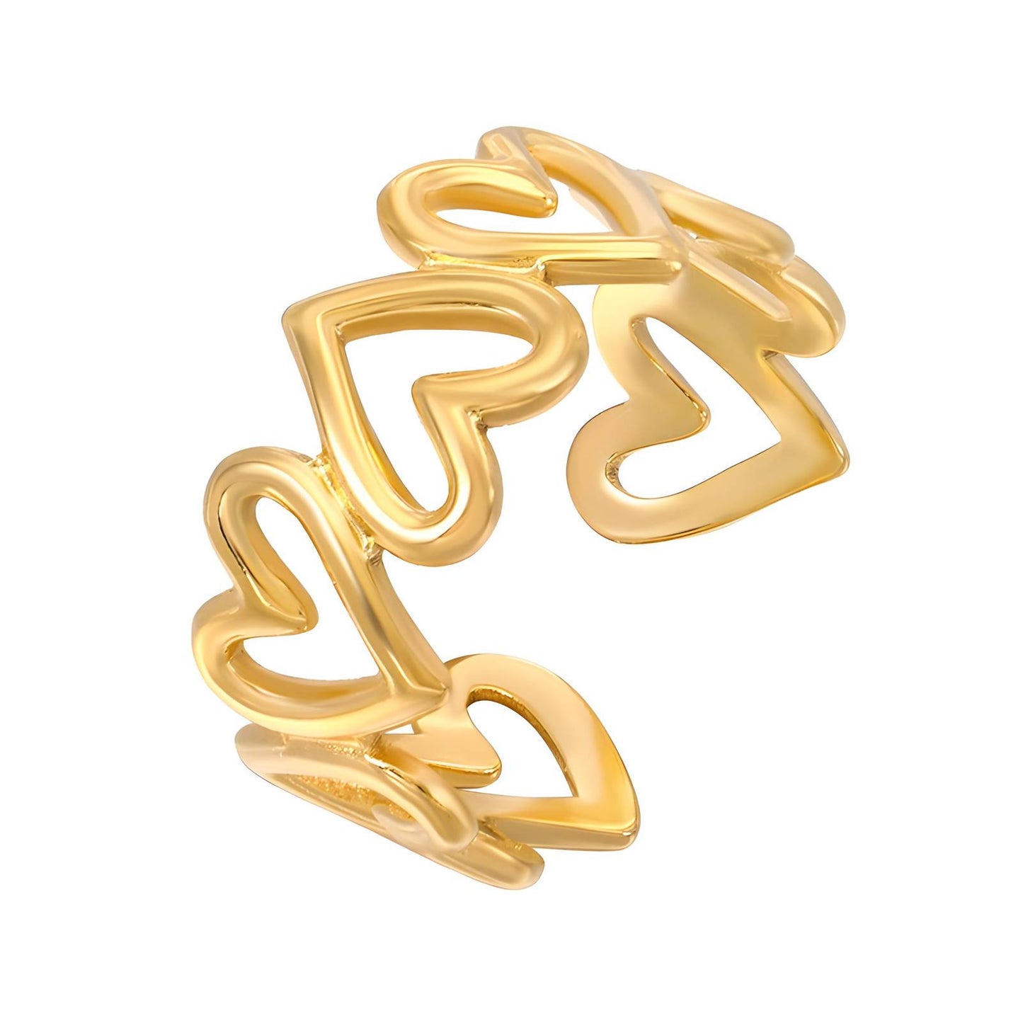 Hearts Ring, 18K Gold Plated Steel