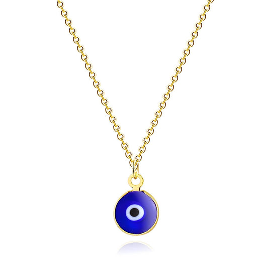 Evil Eye Necklace, 18K Gold Plated Steel