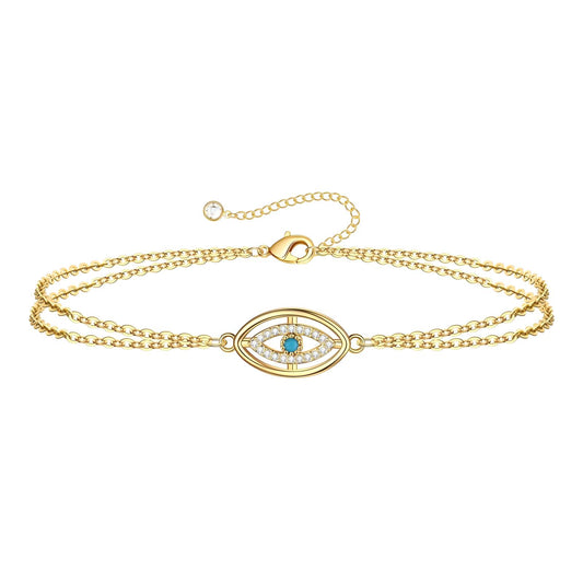 Evil Eye Bracelet, 18K Gold Plated Steel